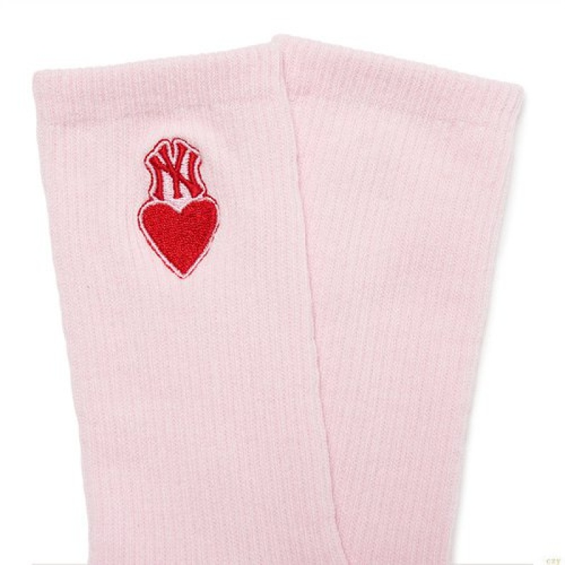 Chaussettes MLB Chec New York Yankees Accessoires Rose | 2140JFOLC