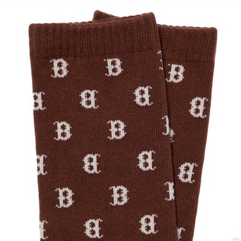 Chaussettes MLB Classiche Monogra Boston Redsox Accessoires Marron | 4637TWLKS