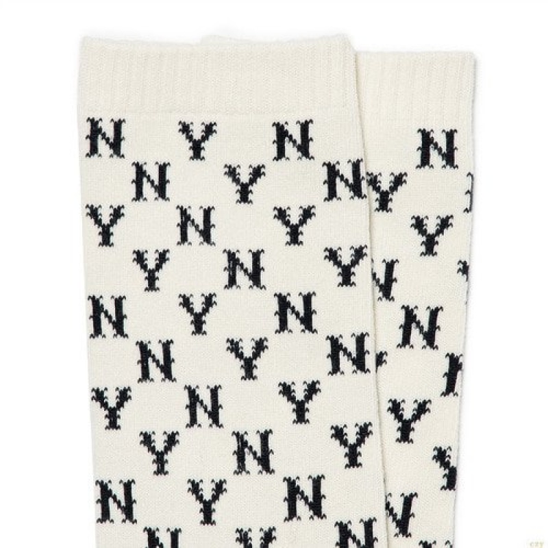 Chaussettes MLB Classiche Monogra New York Yankees Accessoires Blanche | 2156PCOHN