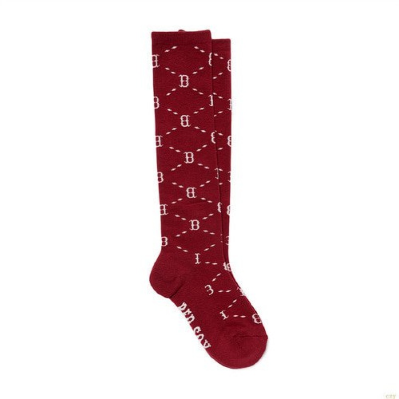 Chaussettes MLB Dia Monogra Knee Boston Redsox Accessoires Bordeaux | 0286EISVB