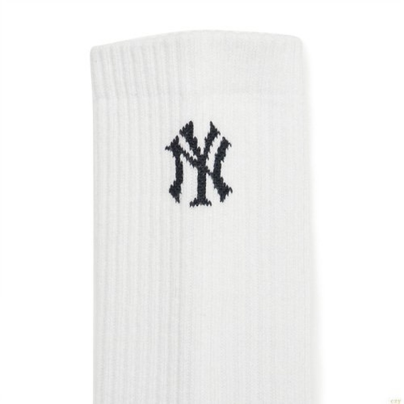 Chaussettes MLB Frontside Small Logo New York Yankees Accessoires Blanche | 3562XDMIK