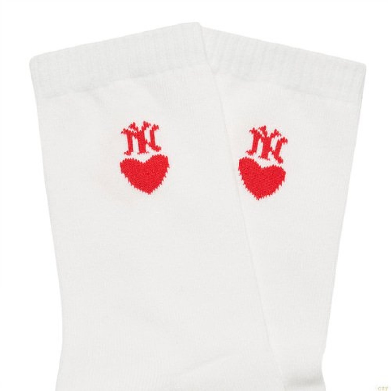 Chaussettes MLB Heart Mi New York Yankees Accessoires Blanche | 2615HVKUR