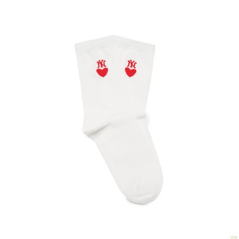 Chaussettes MLB Heart Mi New York Yankees Accessoires Blanche | 2615HVKUR