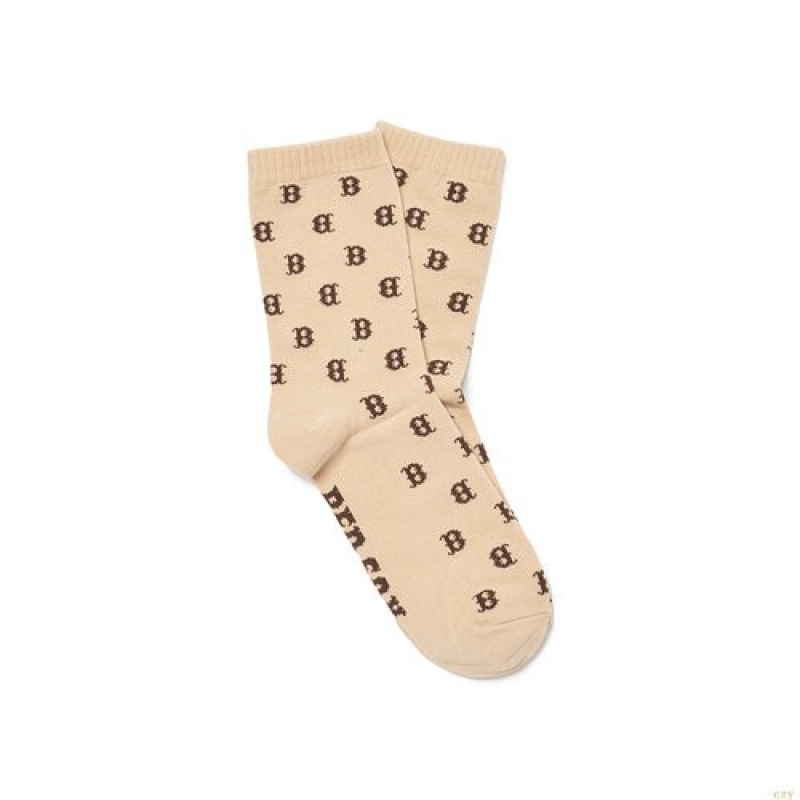 Chaussettes MLB Monogra Boston Redsox Accessoires Beige | 6938VIJEO