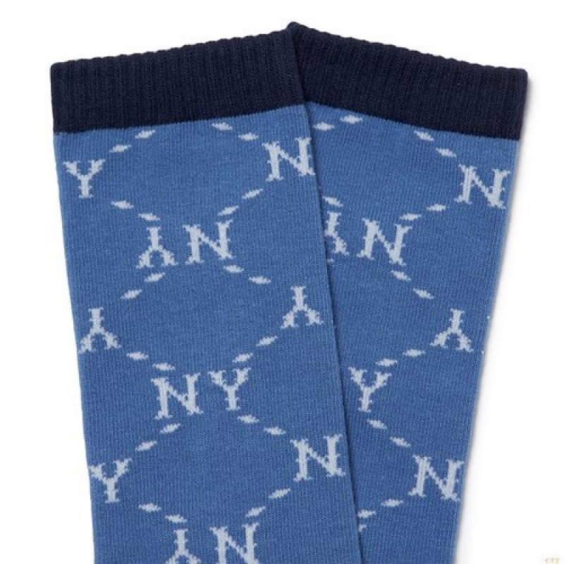 Chaussettes MLB Monogra Long New York Yankees Accessoires Bleu | 4617SXAUT