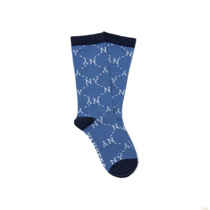 Chaussettes MLB Monogra Long New York Yankees Accessoires Bleu | 4617SXAUT