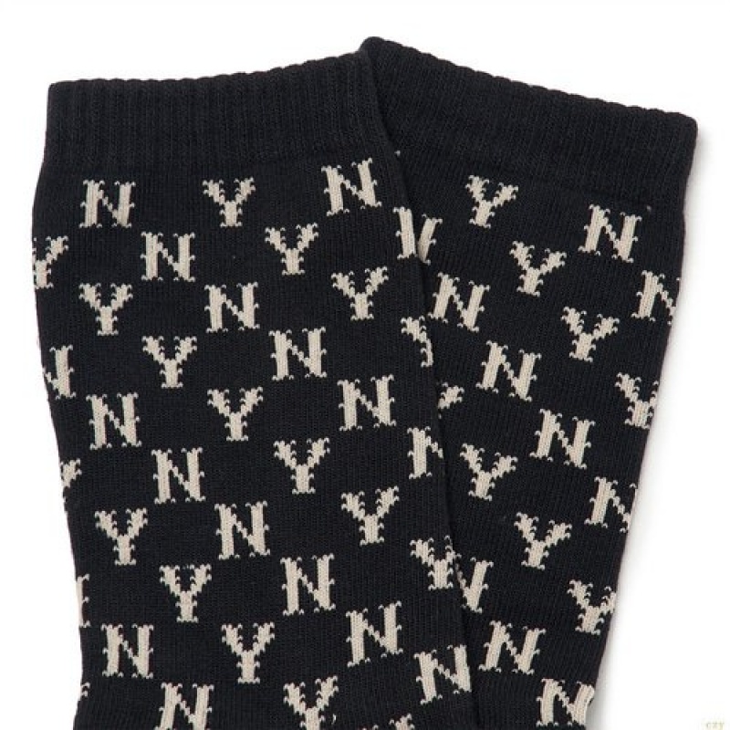 Chaussettes MLB Monogra New York Yankees Accessoires Noir | 9734PIWQA