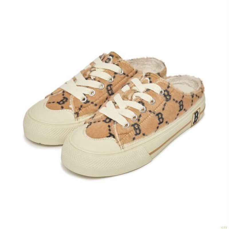 Chaussure Casual MLB Playball Mule Fur Monogra Boston Redsox Chaussure Beige | 0378NHIDB