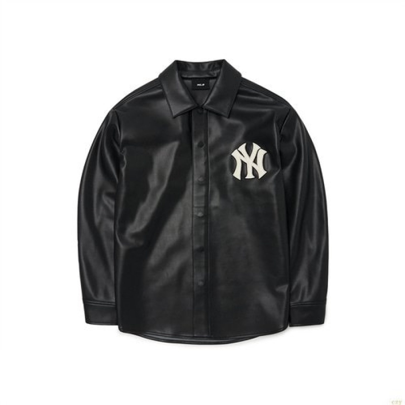 Chemises MLB Basic Cuir Shir New York Yankees Vetement Noir | 0836AZFOR