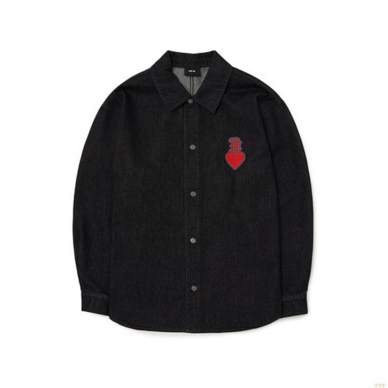 Chemises MLB Heart Logo Deni Boston Redsox Vetement Noir | 7583UAFIV