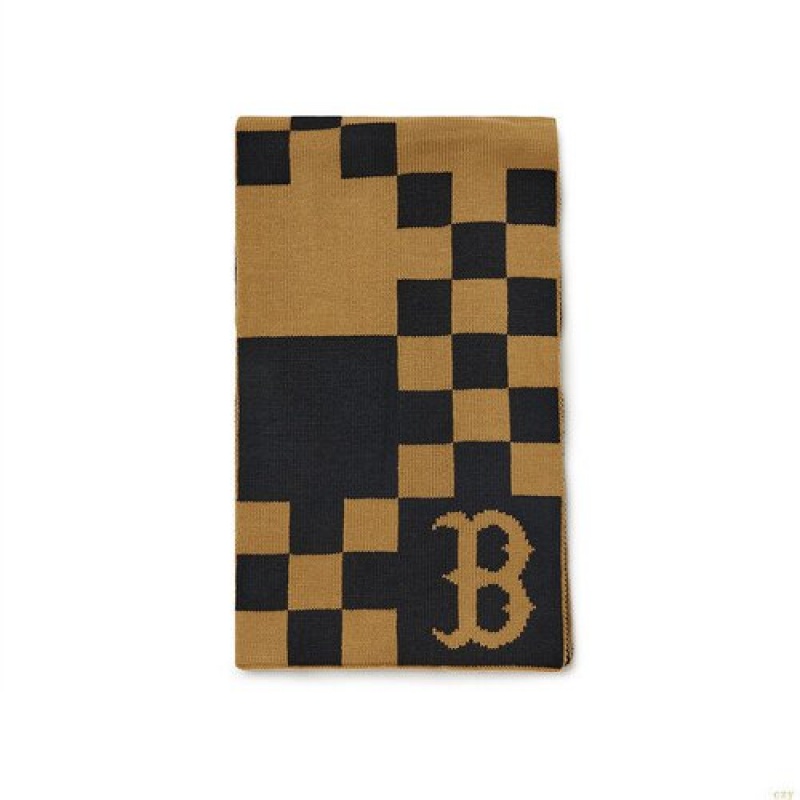 Echarpes MLB Checker Boarmuffler Boston Redsox Scarves Accessoires Marron | 0862HEAKS