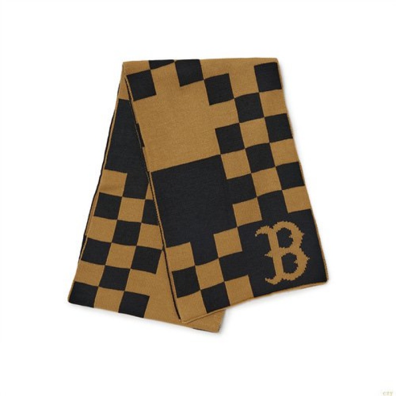 Echarpes MLB Checker Boarmuffler Boston Redsox Scarves Accessoires Marron | 0862HEAKS