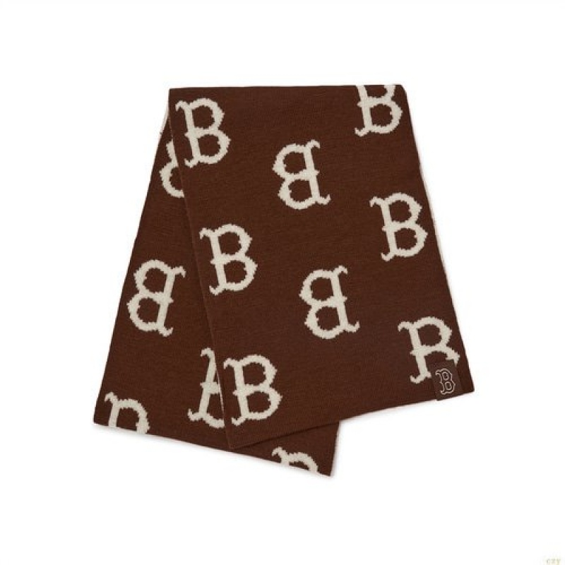 Echarpes MLB Classiche Monogra Muffler Boston Redsox Scarves Accessoires Marron | 1390KGRZX