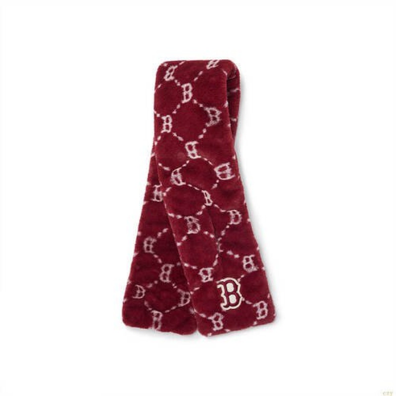 Echarpes MLB Dia Monogra Fur Muffler Boston Redsox Scarves Accessoires Bordeaux | 8462LPGXB