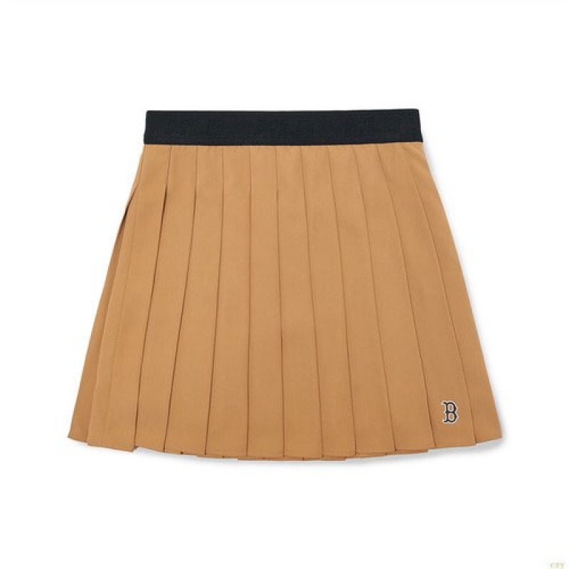 Jupes MLB Wmbasic Pleatskirt Boston Redsox Vetement Marron | 7839EYPHK