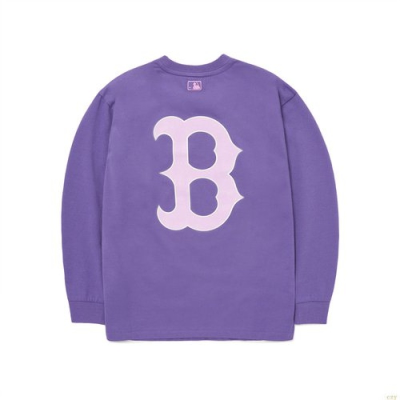 Manches Longues MLB Basic Big Logo Boston Redsox Enfant Violette | 3192PJNFK