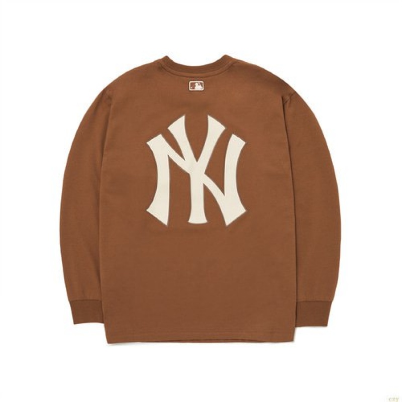 Manches Longues MLB Basic Big Logo New York Yankees Enfant Marron | 9168CYPGJ