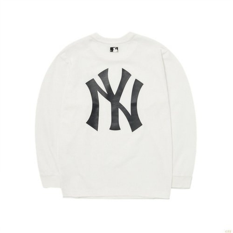 Manches Longues MLB Basic Big Logo New York Yankees Enfant Blanche | 4798FXGZT