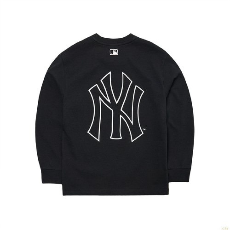 Manches Longues MLB Basic Big Logo New York Yankees Enfant Noir | 1906WSTUJ