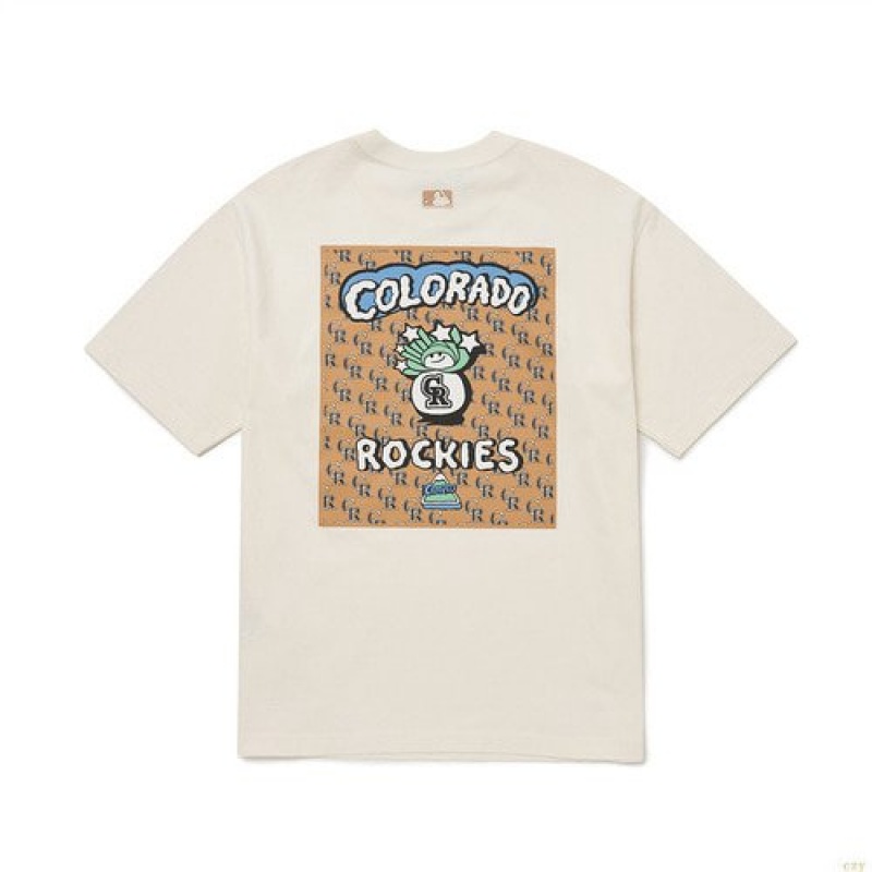 Manches Longues MLB City Life Overfit Colorado Rockies Vetement Blanche | 9823GEUZP