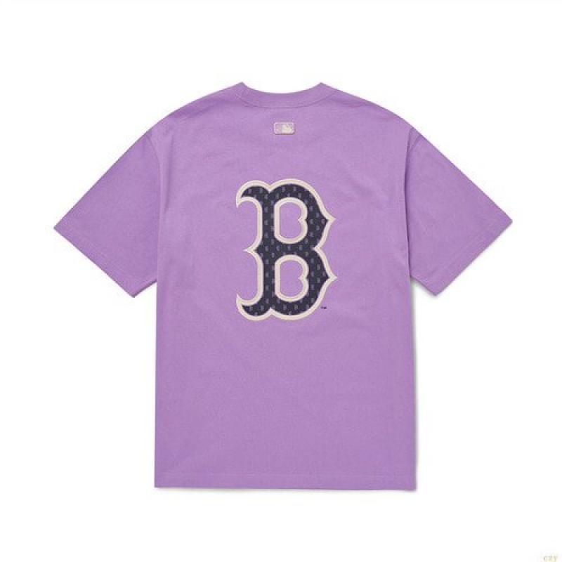 Manches Longues MLB Classiche Monogra Baclogo Boston Redsox Vetement Violette | 8079QGWCM