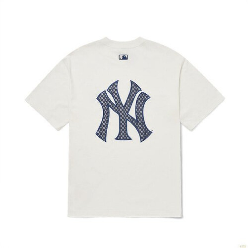 Manches Longues MLB Classiche Monogra Baclogo New York Yankees Vetement Blanche | 3805JNMRF