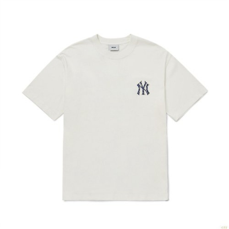 Manches Longues MLB Classiche Monogra Baclogo New York Yankees Vetement Blanche | 3805JNMRF