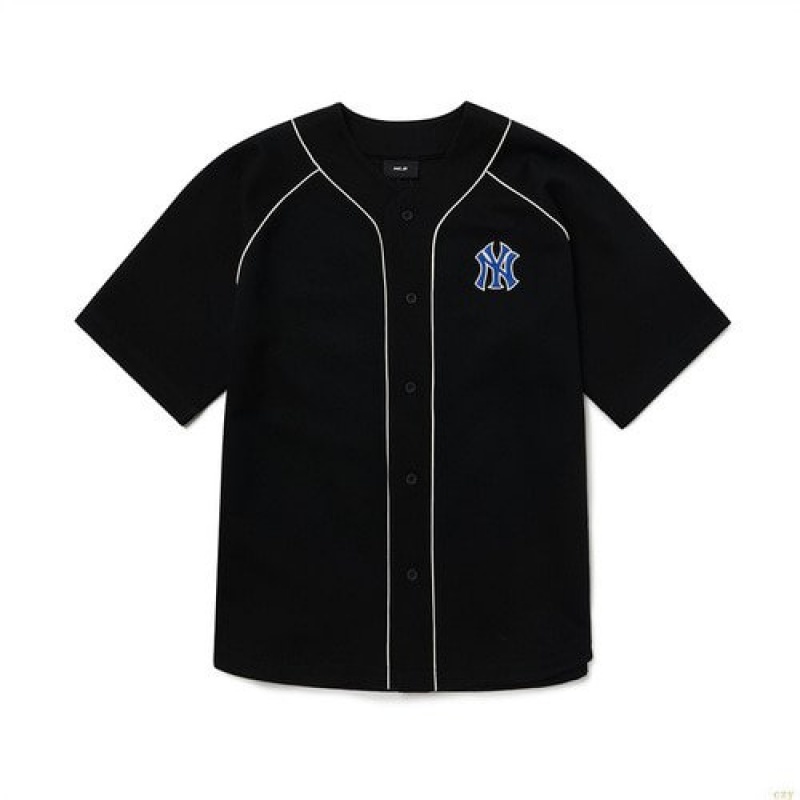 Manches Longues MLB Cursivenew York Yankees Vetement Noir | 7345DYHPC