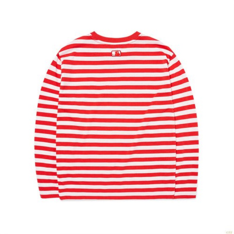 Manches Longues MLB Heart Stripe Boston Redsox Enfant Rouge | 8460WAJGV