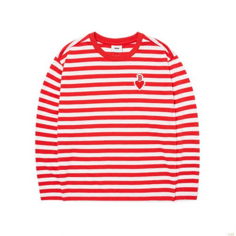 Manches Longues MLB Heart Stripe Boston Redsox Enfant Rouge | 8460WAJGV