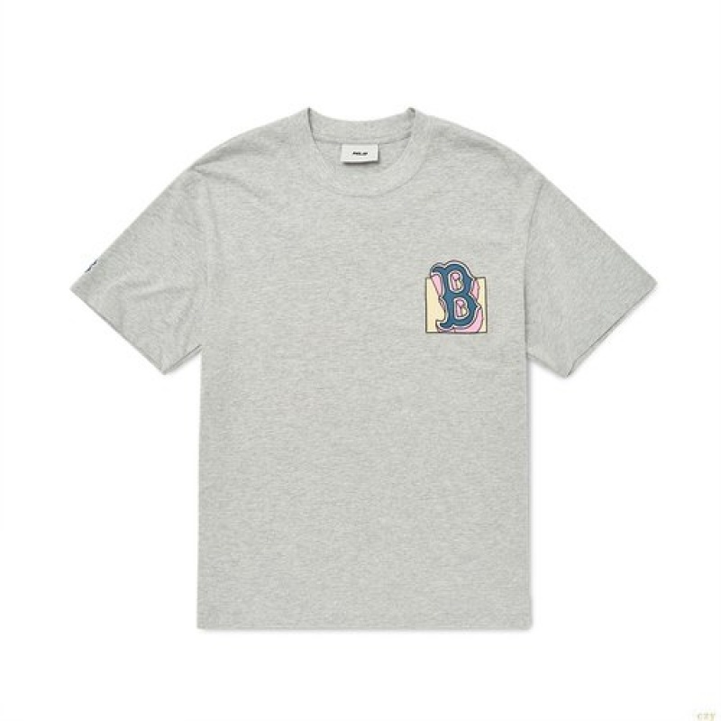 Manches Longues MLB Like Cartoon Overfit Boston Redsox Vetement Grise | 1829FHGXY