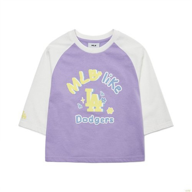 Manches Longues MLB Like Raglan La Dodgers Enfant Violette | 3674ZOGSY