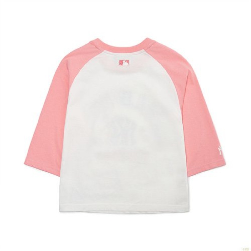 Manches Longues MLB Like Raglan New York Yankees Enfant Rose | 2867JCARH