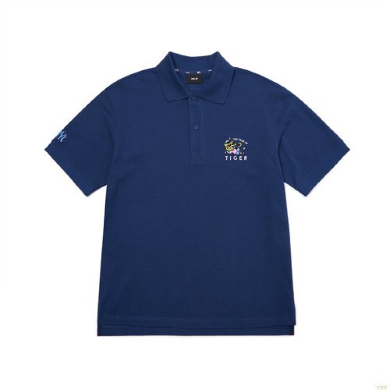 Manches Longues MLB Man The Year Of Tiger Polo New York Yankees Vetement Bleu Foncé | 9413FZQVE