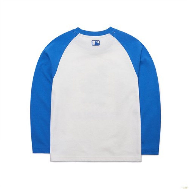 Manches Longues MLB Pixel Logo Raglan La Dodgers Enfant Bleu | 6845YJFPA