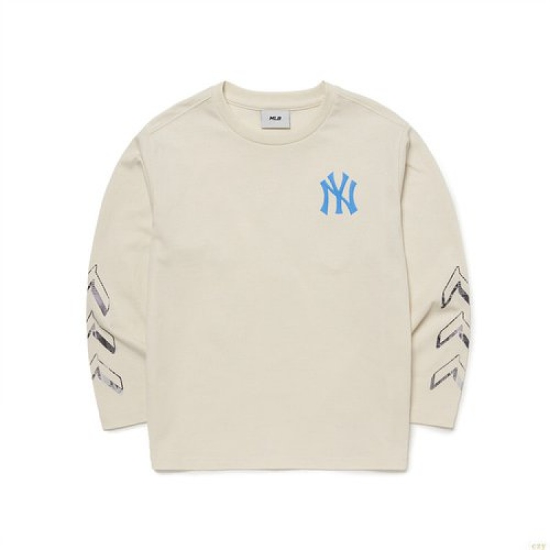 Manches Longues MLB Seamball New York Yankees Enfant Blanche | 3956IBMRZ