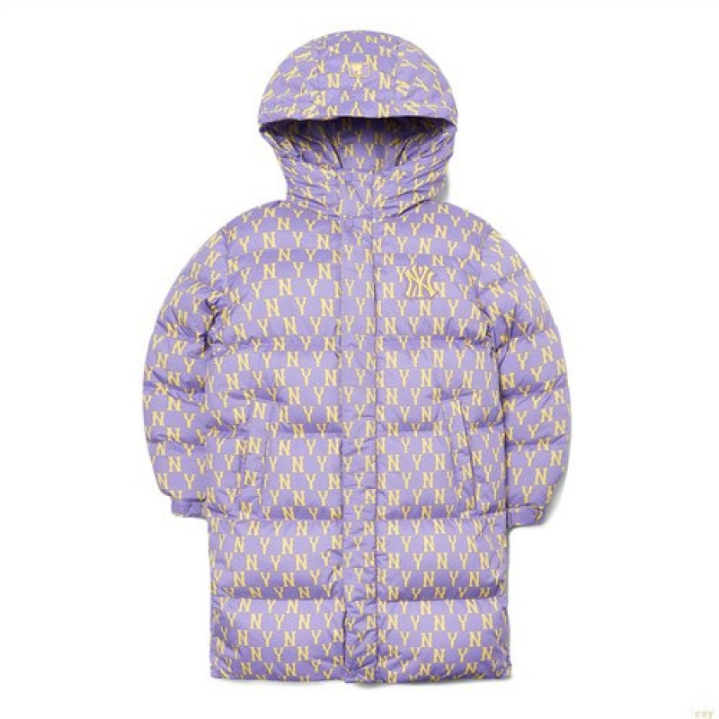 Manteaux MLB (Goose)Monogra Mid-weight Long Down New York Yankees Enfant Violette | 4915QZOKH