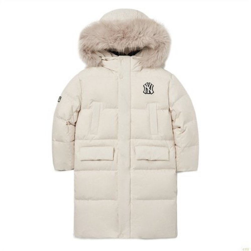 Manteaux MLB (Goose) Basic Heavy Weight Long Down New York Yankees Enfant Blanche | 4018DVFTO