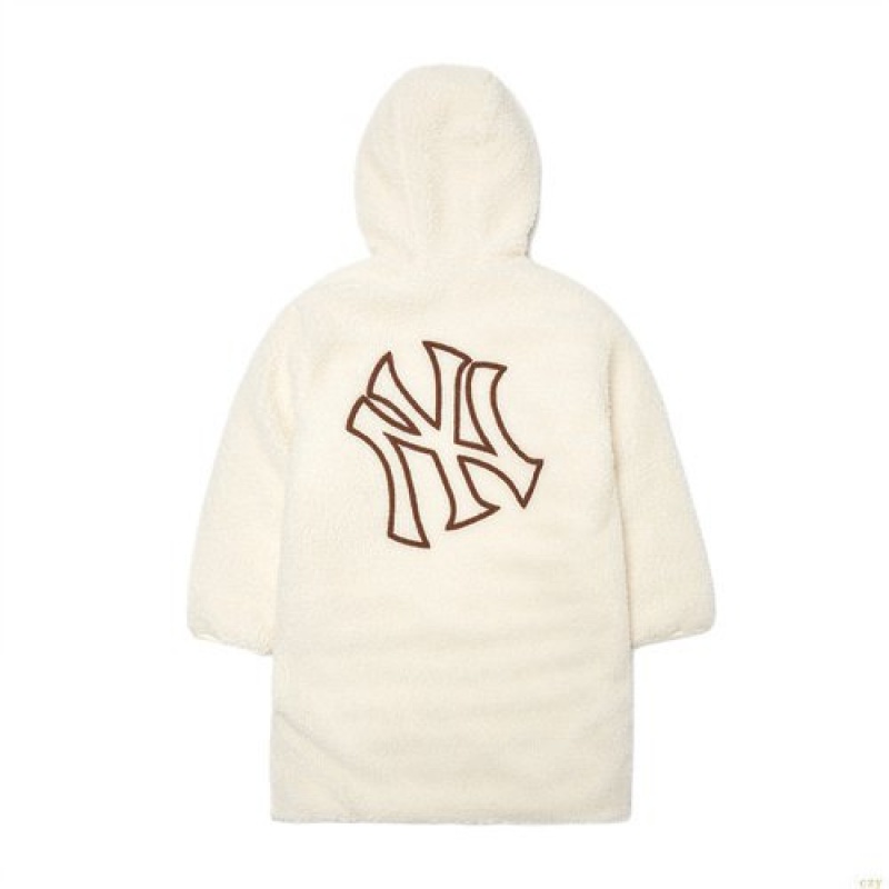 Manteaux MLB Mega Logo Long Fleece Ducdown New York Yankees Enfant Blanche | 9075LXIGN