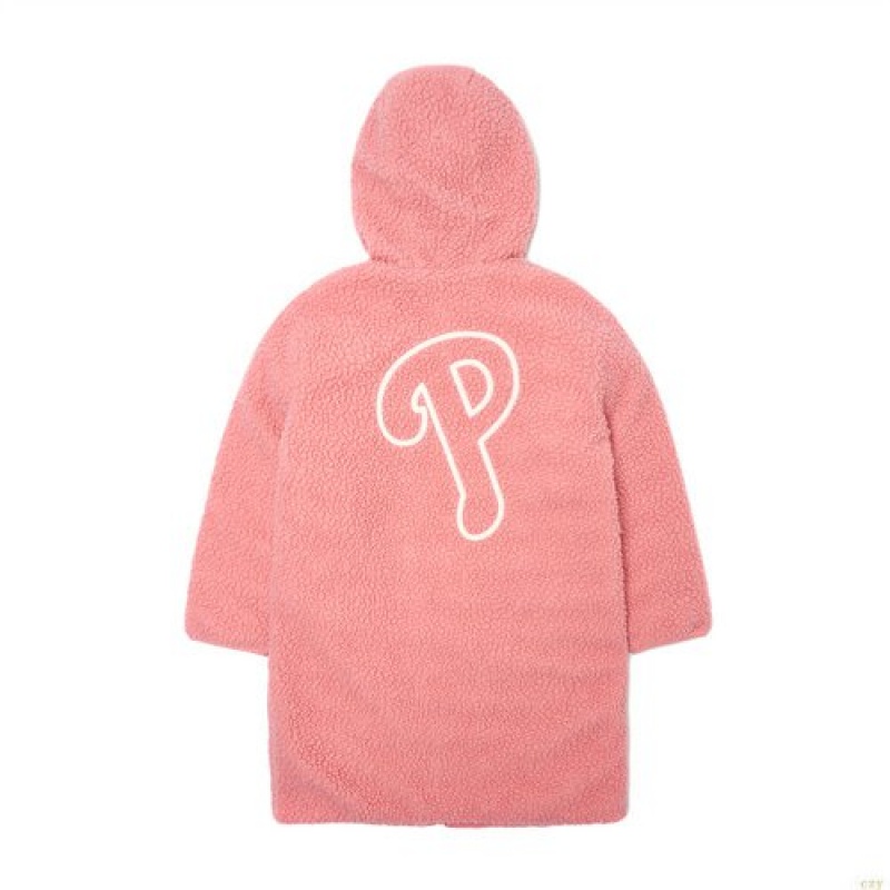 Manteaux MLB Mega Logo Long Fleece Ducdown Philadelphia Phillies Enfant Rose | 0876JBDCM