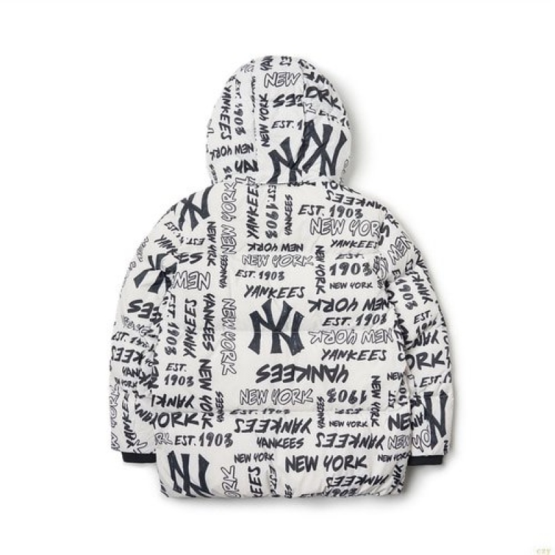 Manteaux MLB Wording Logo Ducdown New York Yankees Enfant Blanche | 3648FNKLV