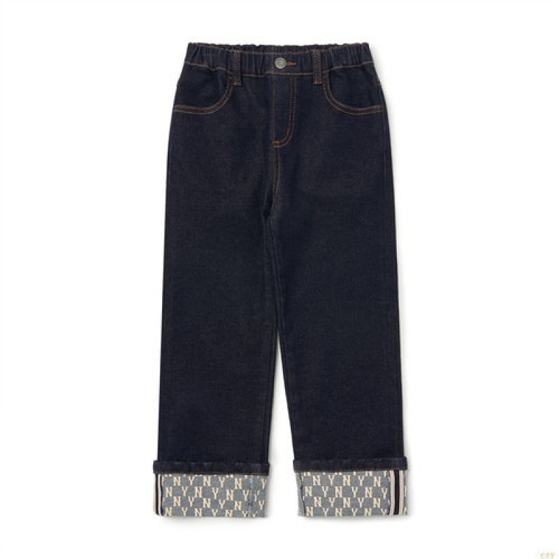 Pantalon MLB Monogra Roll Up Deni New York Yankees Enfant Bleu Foncé | 9016CJOKN