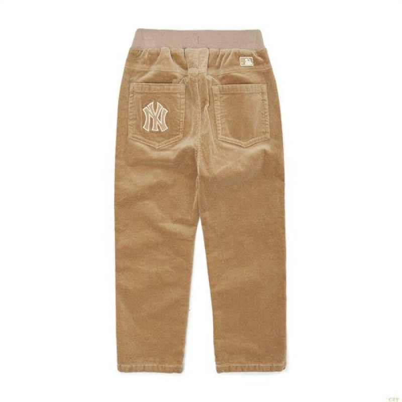 Pantalons Décontractés MLB Basic Corduroy New York Yankees Enfant Beige | 5148GEFKL