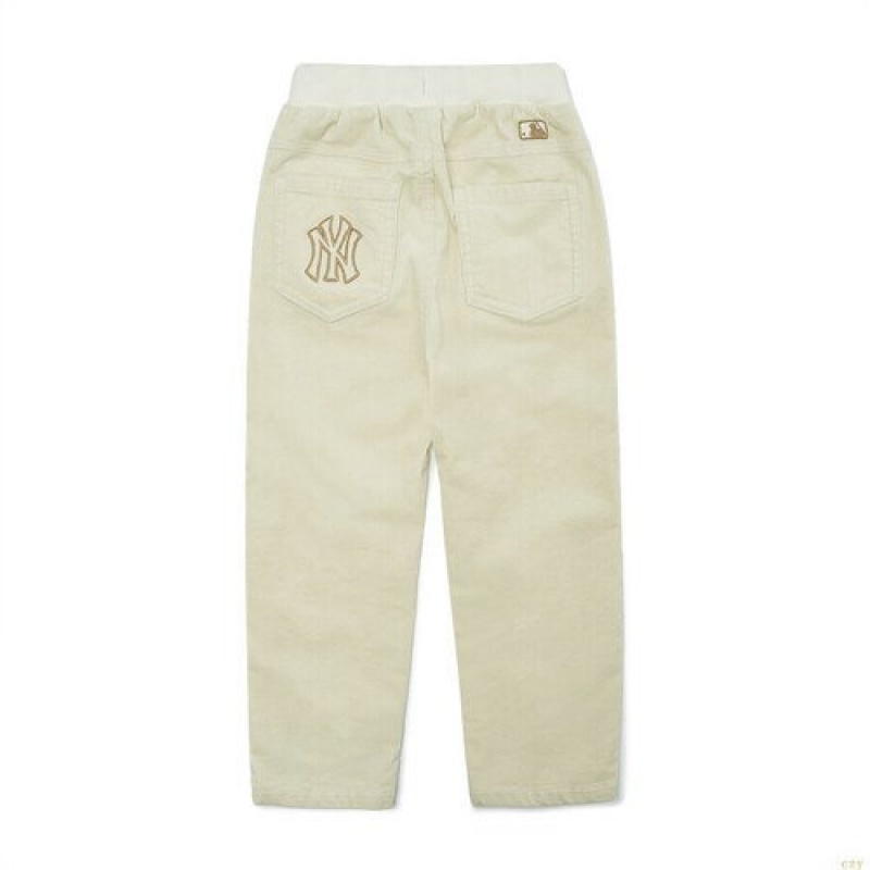 Pantalons Décontractés MLB Basic Corduroy New York Yankees Enfant Blanche | 9065ESJDI