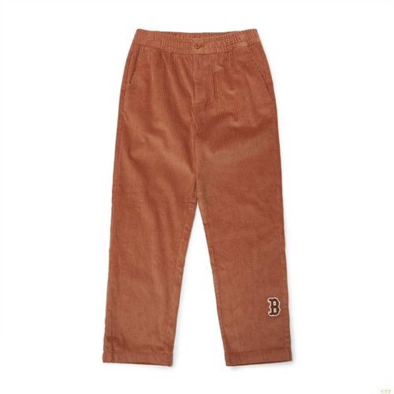 Pantalons Décontractés MLB Basic Mediulogo Corduroy Loose Fit Boston Redsox Vetement Marron Foncé | 1328FHVEL