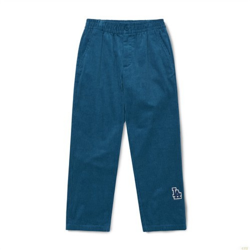 Pantalons Décontractés MLB Basic Mediulogo Corduroy Loose Fit La Dodgers Vetement Bleu | 7692KAQCS