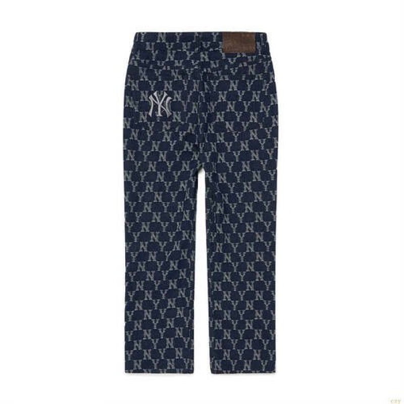 Pantalons Décontractés MLB Classiche Monogra Stripe Jacquardeni New York Yankees Vetement Bleu Foncé | 9358HNFRJ