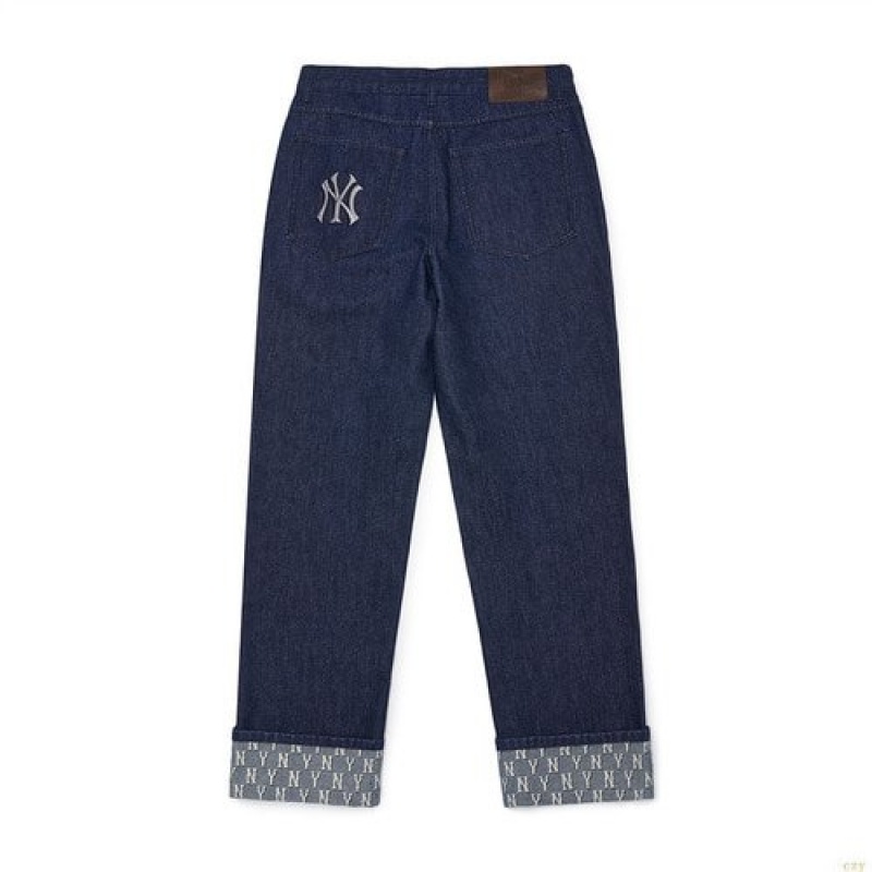 Pantalons Décontractés MLB Men`classic Monogra Printestraight Fit Deni New York Yankees Vetement Bleu Foncé | 6208PIUJK