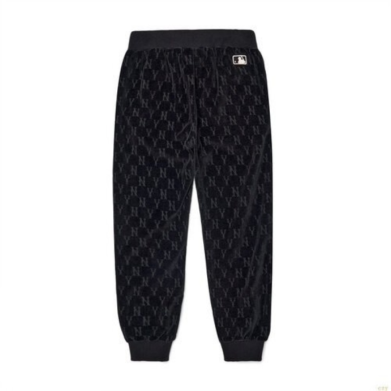 Pantalons Décontractés MLB Monogarvelvet New York Yankees Enfant Noir | 0183HZUPI