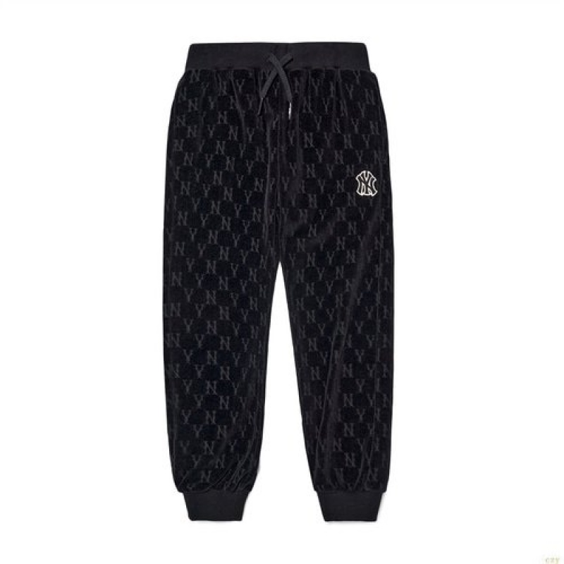 Pantalons Décontractés MLB Monogarvelvet New York Yankees Enfant Noir | 0183HZUPI